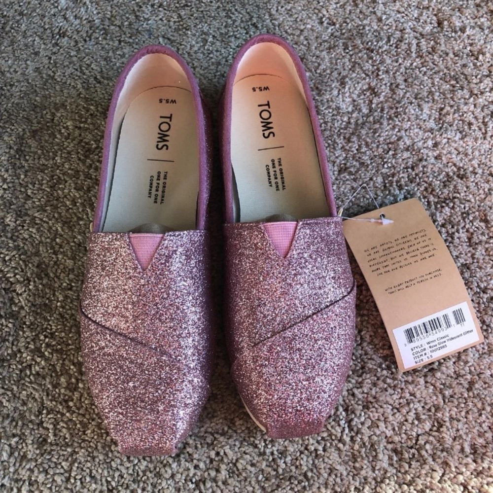 NIB Women’s Rose glow glitter Toms